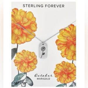 NEW Sterling Forever Silver Marigold October Birth Flower Necklace